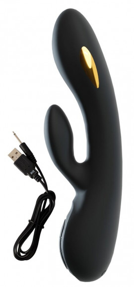Черный вибратор-кролик с электростимуляцией E-Stim Rabbit Vibrator - 20,5 см.