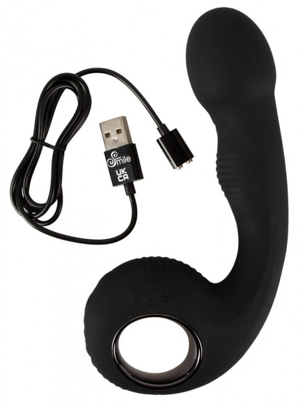 Черный силиконовый вибратор G & P-Spot Vibrator - 16,8 см.