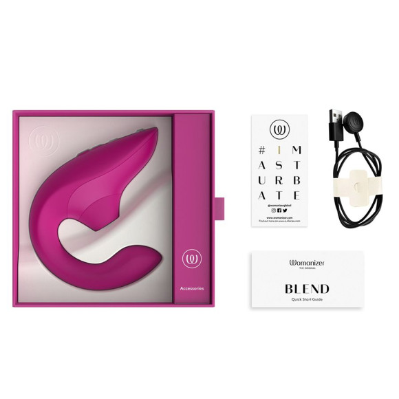 Малиновый вибромассажер для двойной стимуляции Womanizer Blend