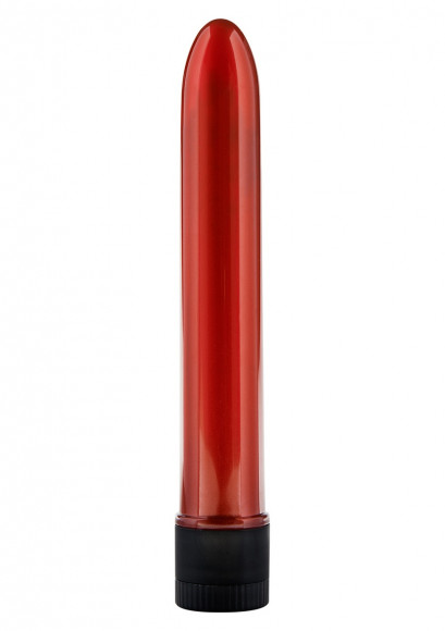 Красный вибратор RETRO ULTRA SLIMLINE - 17 см.
