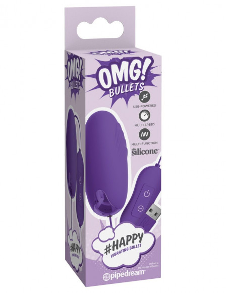 Фиолетовая, работающая от USB вибропуля Happy