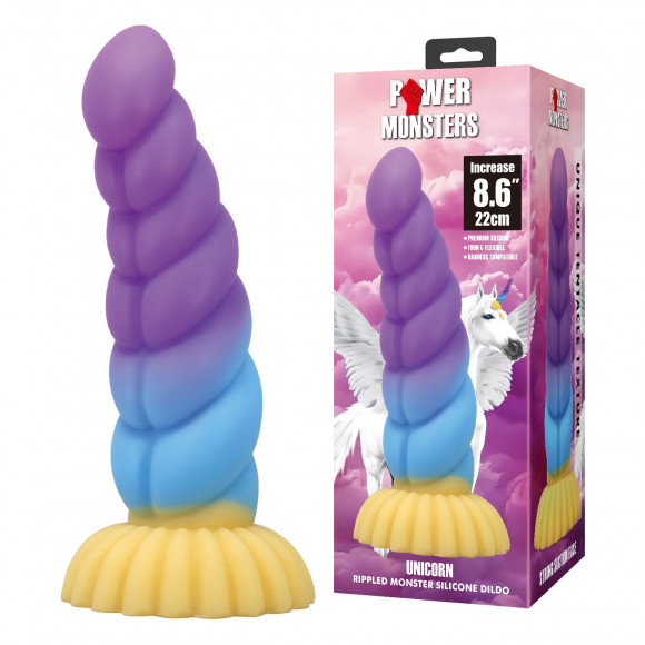 Силиконовый фантазийный фаллоимитатор Unicorn - 22 см.