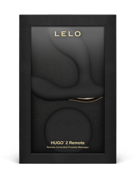 Черный вибромассажер простаты с пультом ДУ Hugo 2 Remote