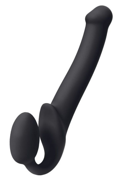 Черный безремневой страпон Silicone Bendable Strap-On - size M Черный безремневой страпон Silicone Bendable Strap-On - size M
