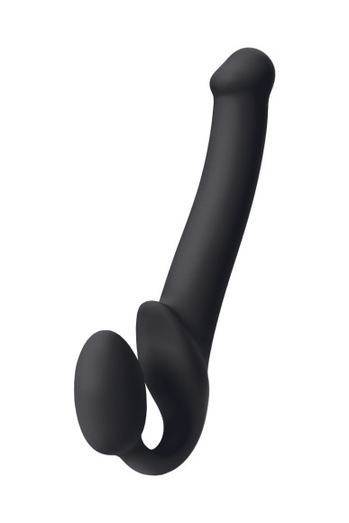 Черный безремневой страпон Silicone Bendable Strap-On - size M Черный безремневой страпон Silicone Bendable Strap-On - size M