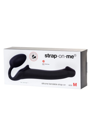 Черный безремневой страпон Silicone Bendable Strap-On - size M Черный безремневой страпон Silicone Bendable Strap-On - size M