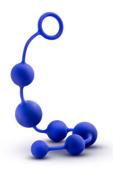 Синяя анальная цепочка 16 Inch Silicone Anal Beads - 40,6 см.