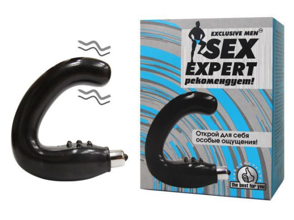 Чёрный массажёр простаты серии Sex Expert Чёрный массажёр простаты серии Sex Expert