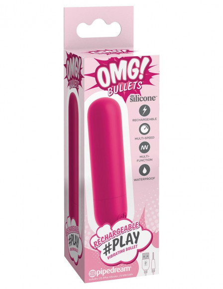 Ярко-розовая перезаряжаемая вибропуля #Play Rechargeable Bullet