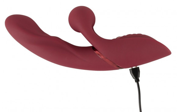 Малиновый вибратор-кролик с функцией постукивания 2 Function Rabbit Vibrator - 22,3 см.