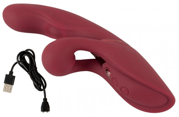 Малиновый вибратор-кролик с функцией постукивания 2 Function Rabbit Vibrator - 22,3 см.