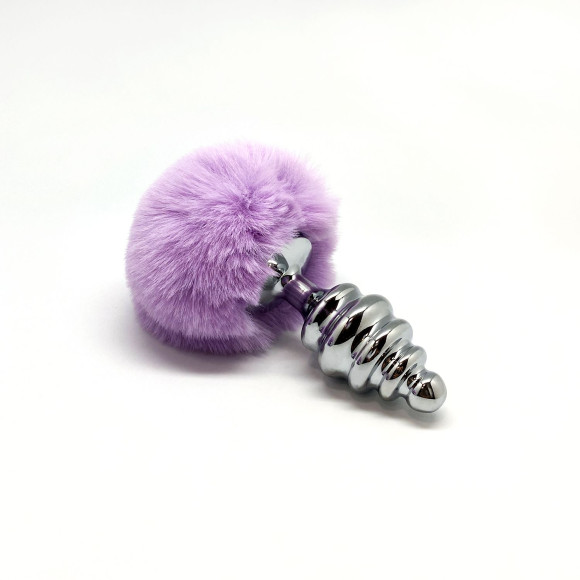 Серебристая анальная пробка с сиреневым мехом Metal Anal Fluffly Twist Plug L Серебристая анальная пробка с сиреневым мехом Metal Anal Fluffly Twist Plug L
