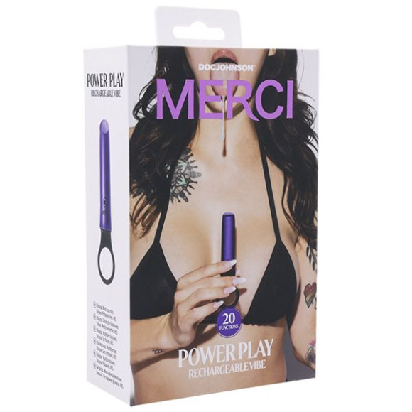 Мини-вибратор Merci Power Play со скошенным кончиком - 13,3 см.