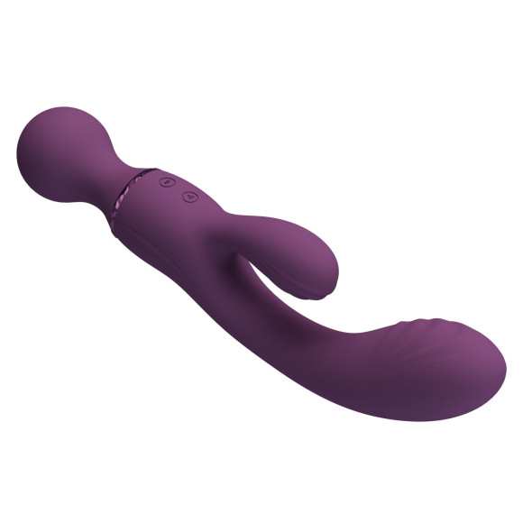 Сливовый двусторонний вибратор 2-в-1 All Rounder - кролик и wand