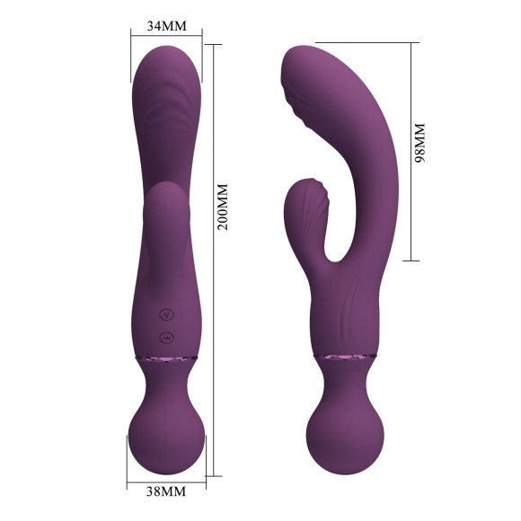 Сливовый двусторонний вибратор 2-в-1 All Rounder - кролик и wand