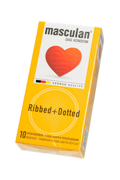 Презервативы с колечками и пупырышками Masculan Ribbed+Dotted - 10 шт. Презервативы с колечками и пупырышками Masculan Ribbed+Dotted - 10 шт.