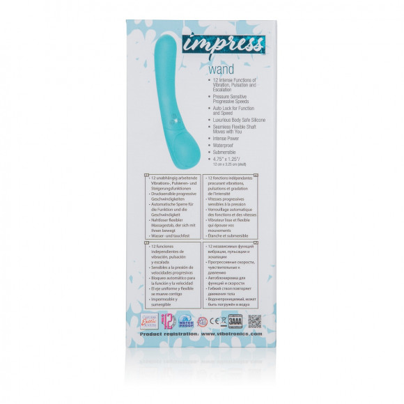 Голубой вибромассажер Impress Wand - 12 см. Голубой вибромассажер Impress Wand - 12 см.