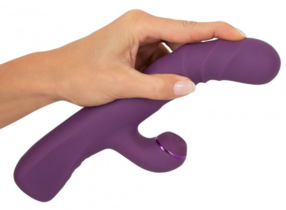Фиолетовый вибратор-кролик с функцией постукивания и фрикциями 3 Function Rabbit Vibrator - 23,7 см.