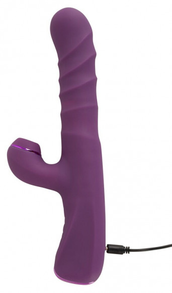 Фиолетовый вибратор-кролик с функцией постукивания и фрикциями 3 Function Rabbit Vibrator - 23,7 см.