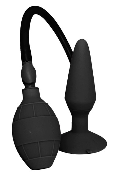 Чёрная анальная пробка с функцией расширения Small Inflatable Plug - 12,5 см.