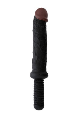Чёрный фаллоимитатор-гигант с рукоятью BIGSTUFF DONG WITH HANDLE 10INCH - 25 см.