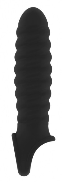 Чёрная ребристая насадка Stretchy Penis Extension No.32 Чёрная ребристая насадка Stretchy Penis Extension No.32