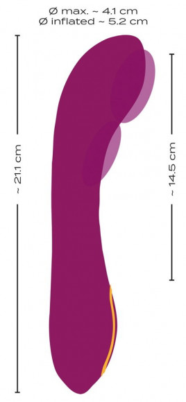 Лиловый вибратор с функцией расширения Inflatable Vibrator - 21,1 см.