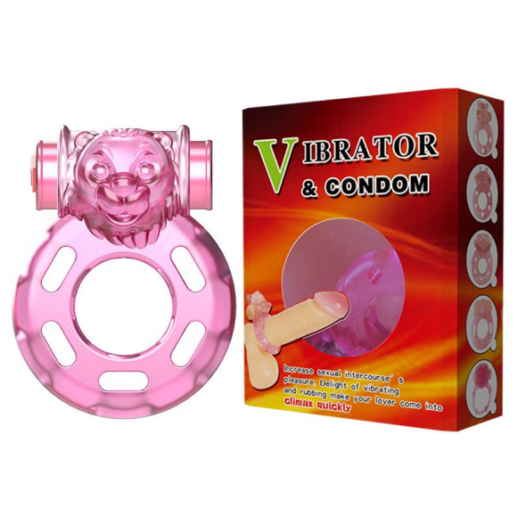 Розовое эрекционное кольцо с вибрацией Pink Bear Розовое эрекционное кольцо с вибрацией Pink Bear