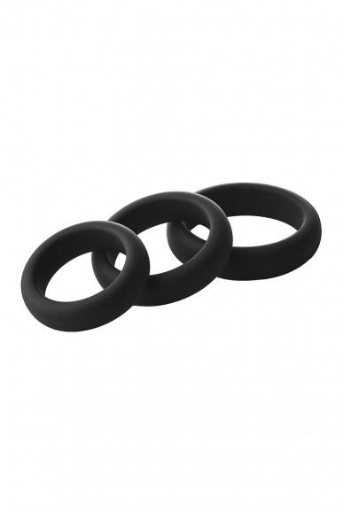 Набор из 3 черных эрекционных колец Smooth Silicone Cockring Pack Набор из 3 черных эрекционных колец Smooth Silicone Cockring Pack