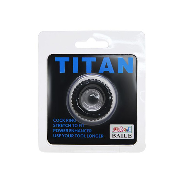 Черное эреционное кольцо с ребрышками Titan Черное эреционное кольцо с ребрышками Titan