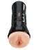 Телесный мастурбатор-вагина в черной колбе Super Luscious Lips XXL