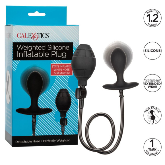 Черная расширяющаяся анальная пробка Weighted Silicone Inflatable Plug M Черная расширяющаяся анальная пробка Weighted Silicone Inflatable Plug M