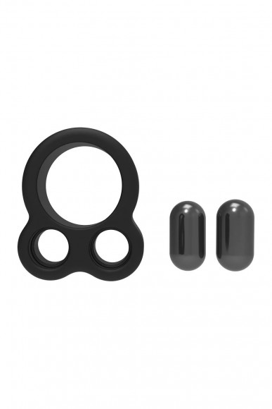 Черное эрекционное кольцо с утяжелителями Cockring Dual Weight