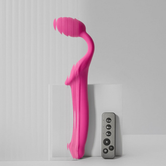 Ярко-розовый безремневой страпон Strap-on-me Vibrating Bendable Strap-On size XL Ярко-розовый безремневой страпон Strap-on-me Vibrating Bendable Strap-On size XL
