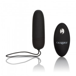 Чёрное виброяйцо Silicone Remote Bullet с пультом ДУ