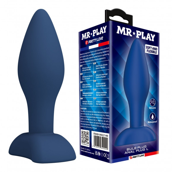 Синяя анальная пробка Bulb Plug - 12,1 см.