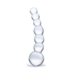 Изогнутный прозрачный стимулятор Beaded Dildo - 13 см.