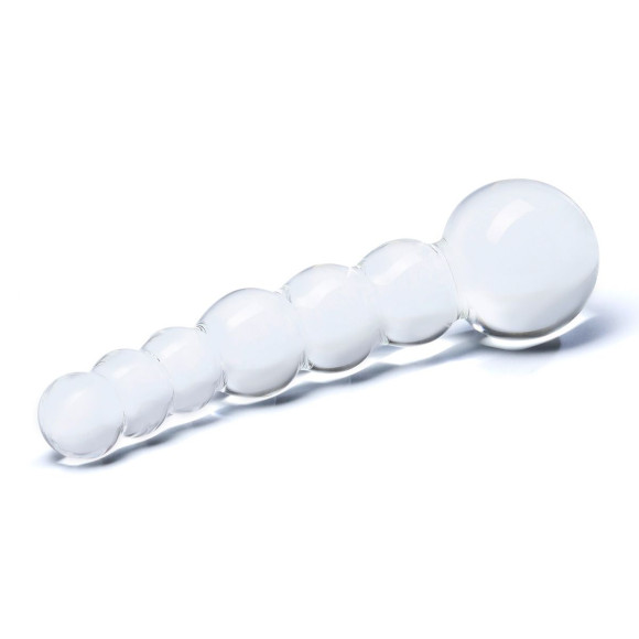 Изогнутный прозрачный стимулятор Beaded Dildo - 13 см.