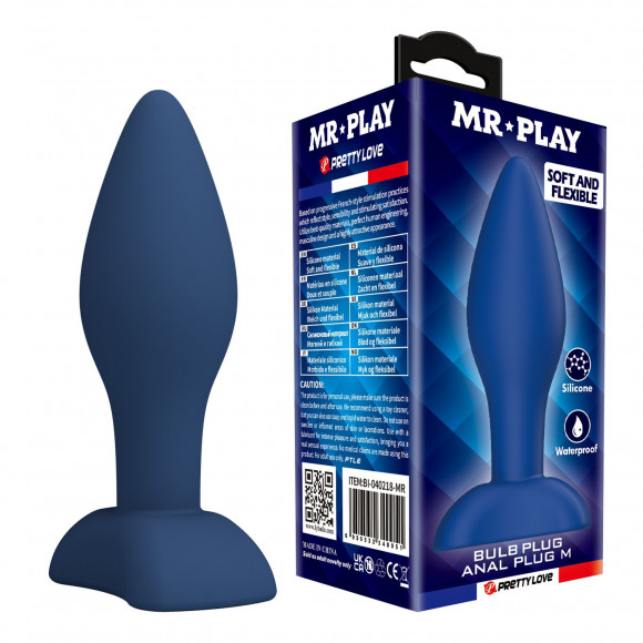 Синяя анальная пробка Bulb Plug - 10,5 см.