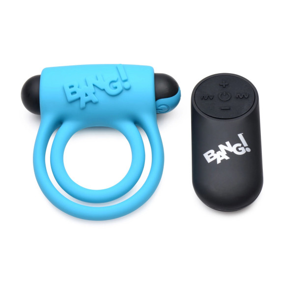Голубое эрекционное виброкольцо 28X Remote Control Vibrating Cock Ring & Bullet