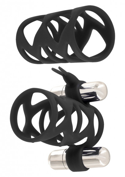 Набор чёрных насадок DOUBLE TICKLER SLEEVE SET Набор чёрных насадок DOUBLE TICKLER SLEEVE SET