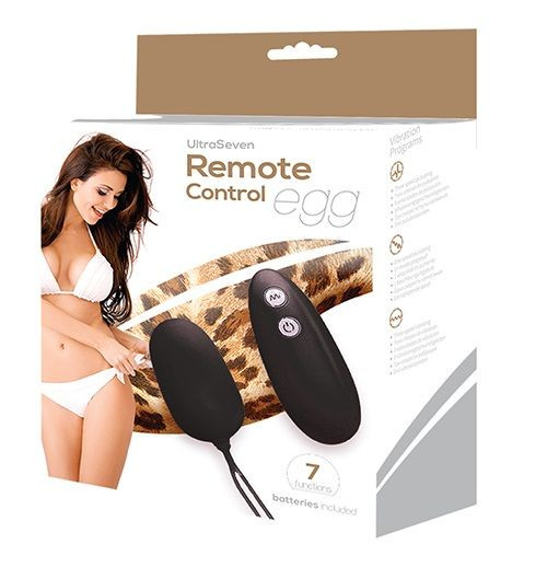 Чёрное виброяйцо с пультом дистанционного управления ULTRA SEVEN REMOTE CONTROL EGG Чёрное виброяйцо с пультом дистанционного управления ULTRA SEVEN REMOTE CONTROL EGG