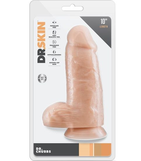 Телесный фаллоимитатор с мошонкой Dr. Chubbs - 25,4 см. Телесный фаллоимитатор с мошонкой Dr. Chubbs - 25,4 см.