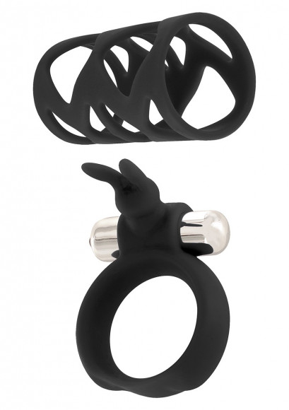 Набор чёрных насадок TICKLER BUNNY RING SET Набор чёрных насадок TICKLER BUNNY RING SET