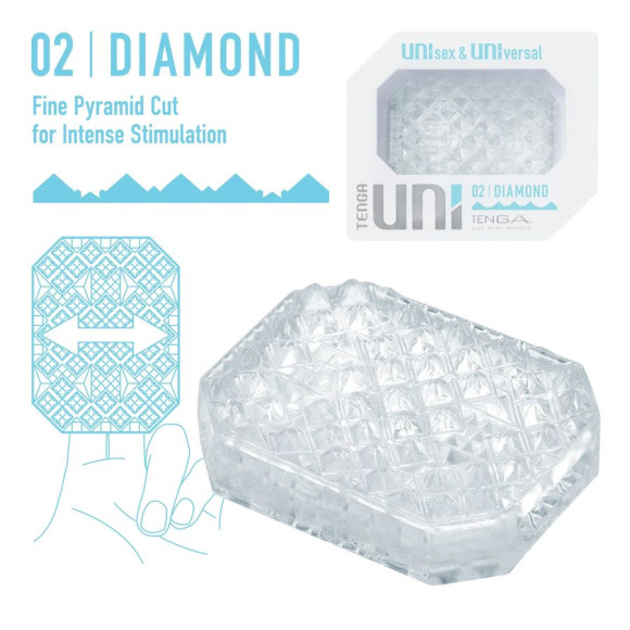Прозрачный мастурбатор-стимулятор Tenga Uni Diamond Прозрачный мастурбатор-стимулятор Tenga Uni Diamond