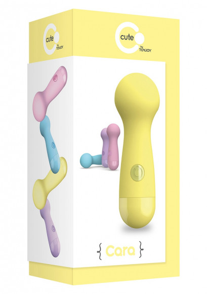 Жёлтый вибромассажер CARA SMALL WAND YELLOW - 14 см.