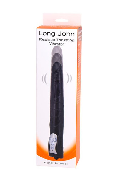 Чёрный вибромассажер Long John Realistic Thrusting Vibrator с функцией толкания - 20 см. Чёрный вибромассажер Long John Realistic Thrusting Vibrator с функцией толкания - 20 см.