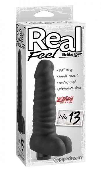 Чёрный реалистичный вибратор Real feel №13 - 21 см.