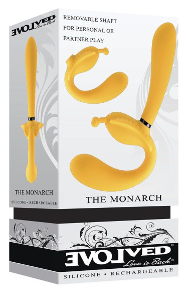 Желтый безремневой вибрострапон The Monarch - 23 см. Желтый безремневой вибрострапон The Monarch - 23 см.