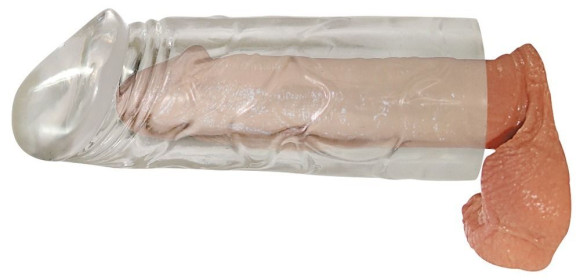 Удлиняющая насадка на пенис Mega Dick Sleeve Transparent Удлиняющая насадка на пенис Mega Dick Sleeve Transparent